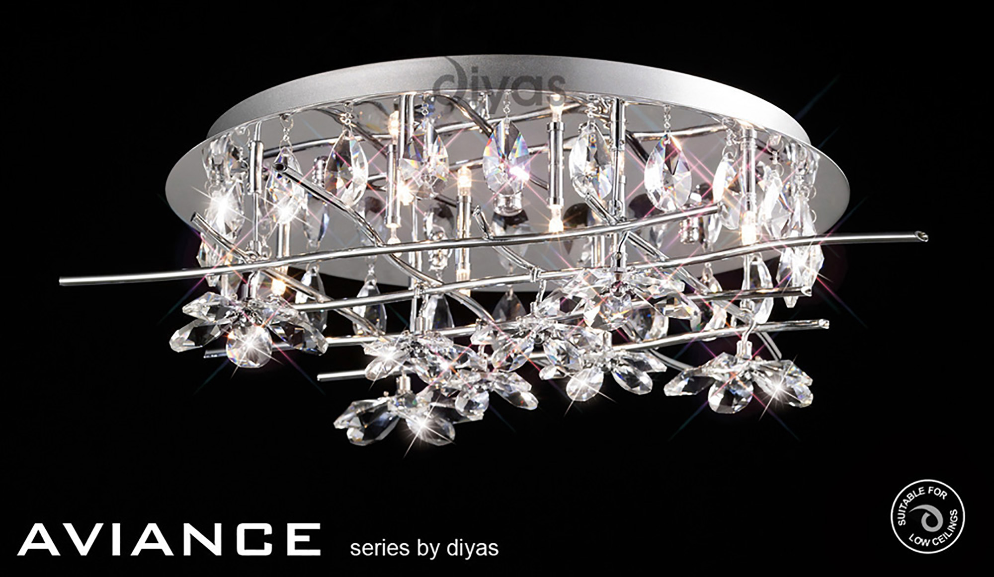 Aviance Crystal Ceiling Lights Diyas Flush Crystal Fittings Aviance Crystal Ceiling Lights Diyas Flush Crystal Fittings